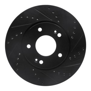 Kia Forte Koup Brake Rotor (1) - Front Right - R1 Concepts - Drilled & Slotted - Black - `10-`13